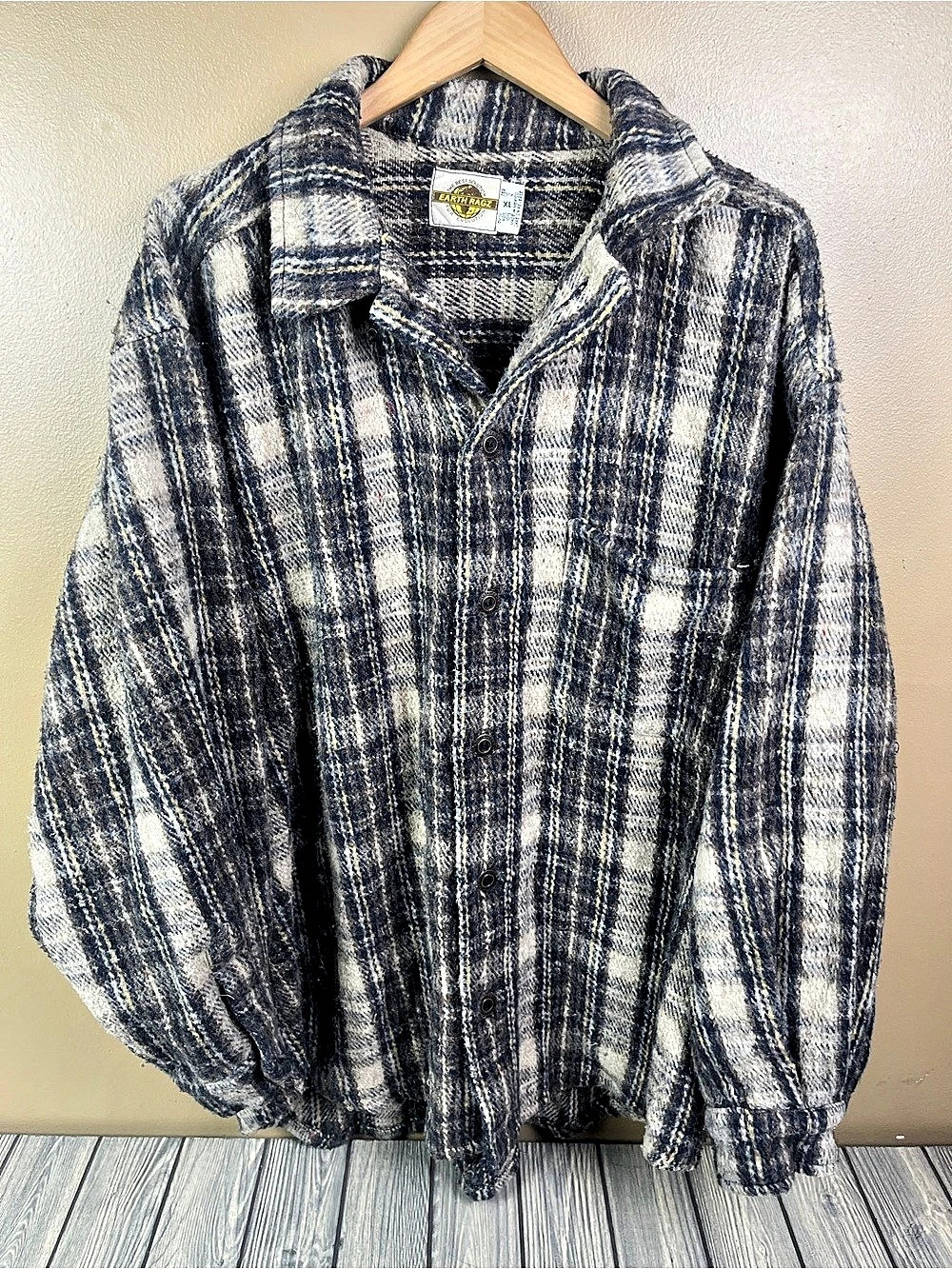 Vintage 90s Earth Ragz Plaid Shacket Button Up Shirt Men's XL Baja